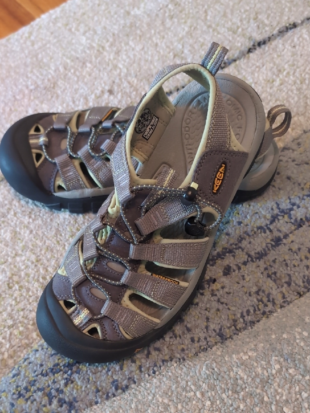 Keen Gray and Green Waterproof Closed-Toe Hiking Sandals